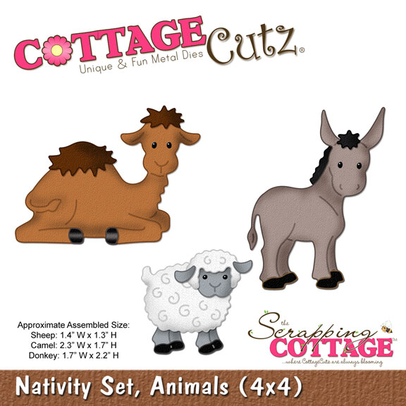 CottageCutz Nativity Set, Animals (4x4)