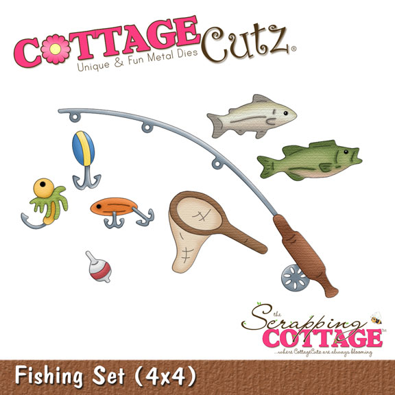Cottage Cutz Cutting Die 4” x 4” Fishing Set New Free P & P 